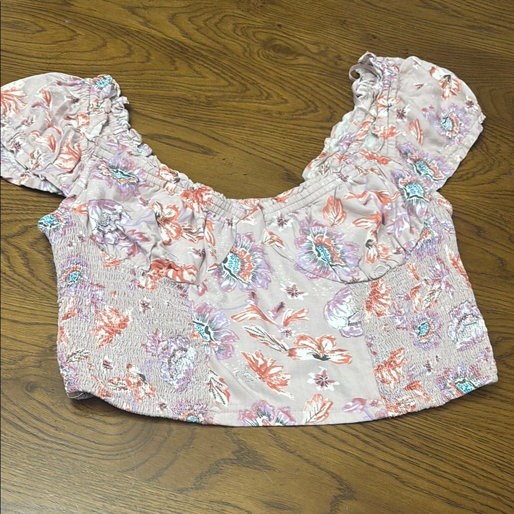 JAPNA Floral Puff Sleeve Crop Top BNWT